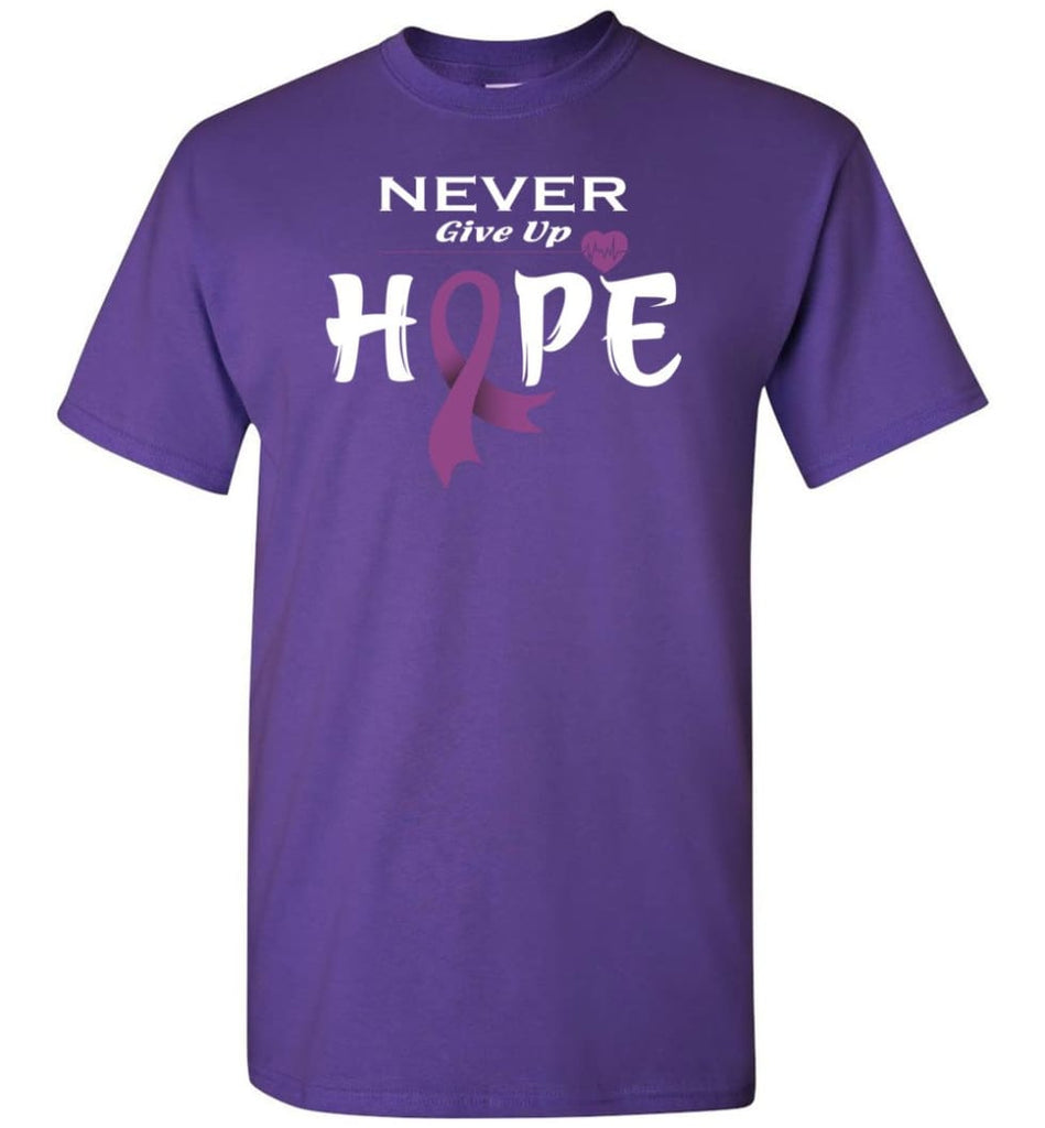Honors Caregivers Cancer Awareness Never Give Up Hope T-Shirt - Purple / S