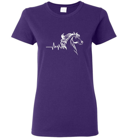 Horse Riding Lover Shirt Horse Heartbeat Women Tee - Purple / M