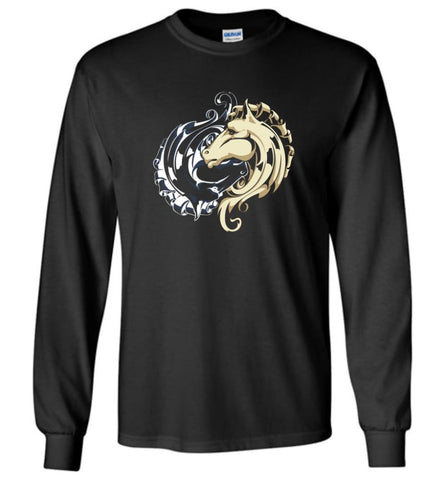 Horse Yin Yang T shirt Horse Riding Horse Lover Gift - Long Sleeve T-Shirt - Black / M