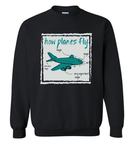 How Planes Fly Funny Aerospace Engineer T Shirt Sweatshirt - Black / M