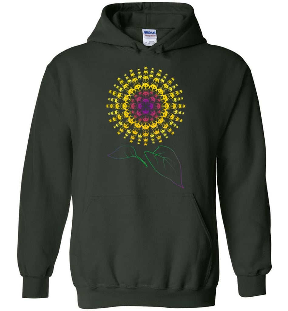 Husky Sunflower Dog with a decor Sunflower print - Hoodie - Forest Green / M - Hoodie