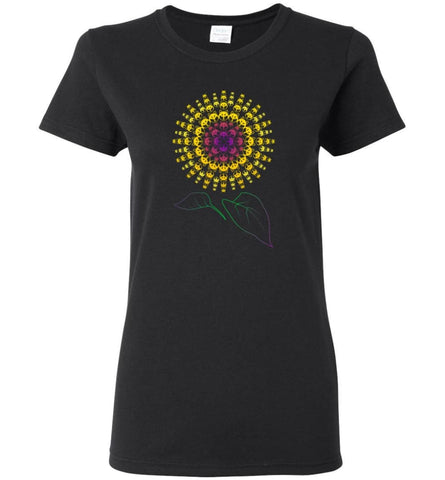 Husky Sunflower Dog with a decor Sunflower print - Women Tee - Black / M - Women Tee