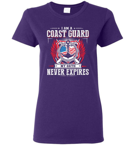 I Am A Coast Guard My Oath Never Expires Women Tee - Purple / M