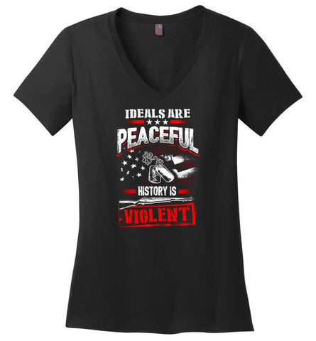 I Am A Veteran My Oath Of Enlistment And Gun Fermit Never Expire Veteran Shirt Ladies V-Neck - Black / M