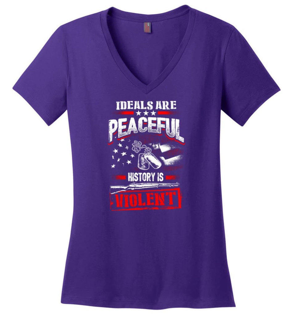 I Am A Veteran My Oath Of Enlistment And Gun Fermit Never Expire Veteran Shirt Ladies V-Neck - Purple / M