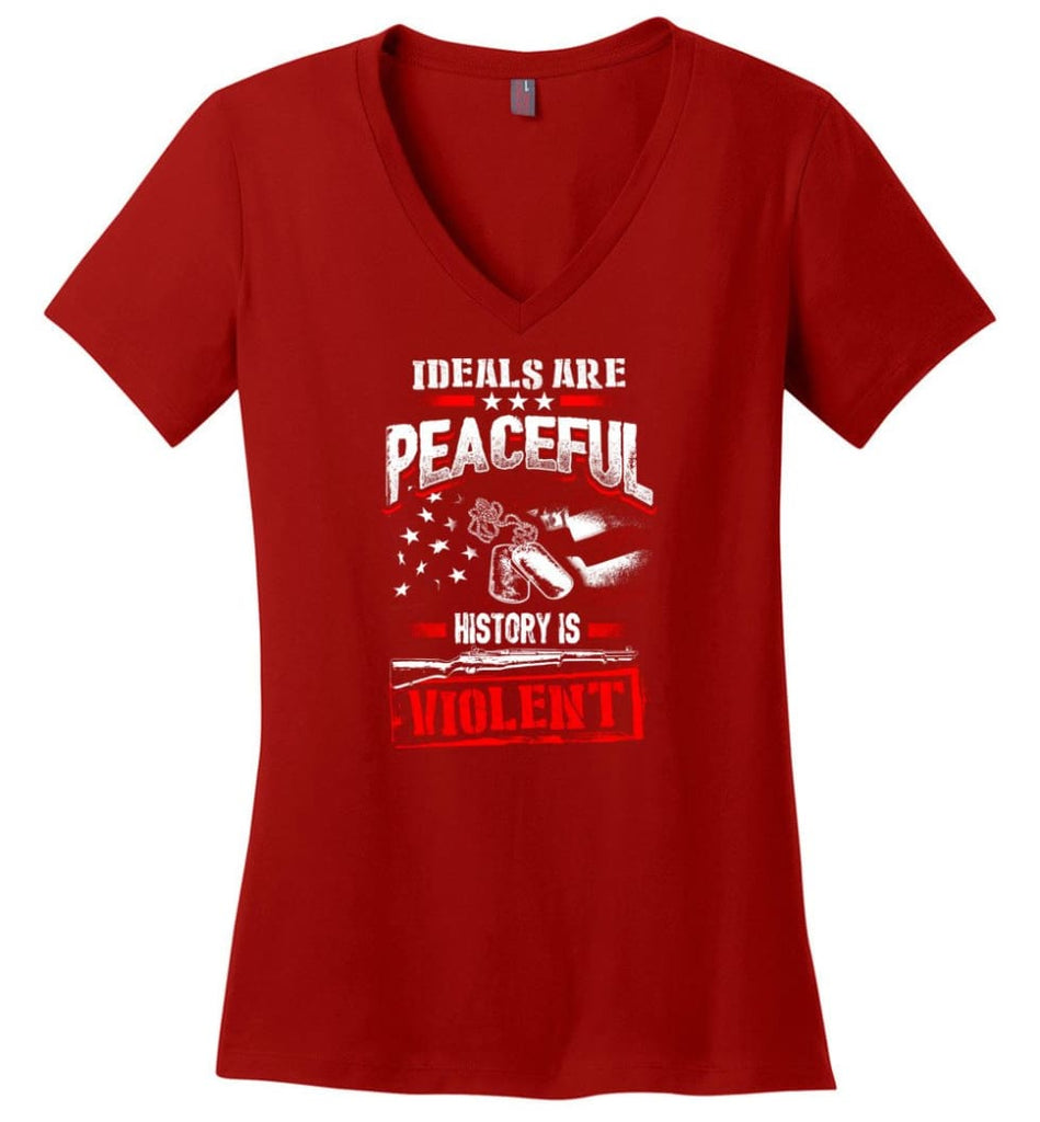 I Am A Veteran My Oath Of Enlistment And Gun Fermit Never Expire Veteran Shirt Ladies V-Neck - Red / M