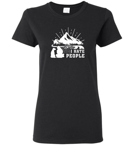 I Hate People And I Love Cycling Biking Camping With My Dog - Women Tee - Black / M - Women Tee