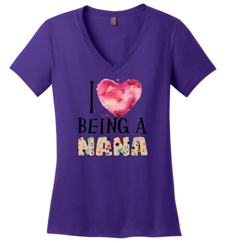 I love being a Nana Gift for Grandma Summer Design - Ladies V-Neck - Purple / M - Ladies V-Neck