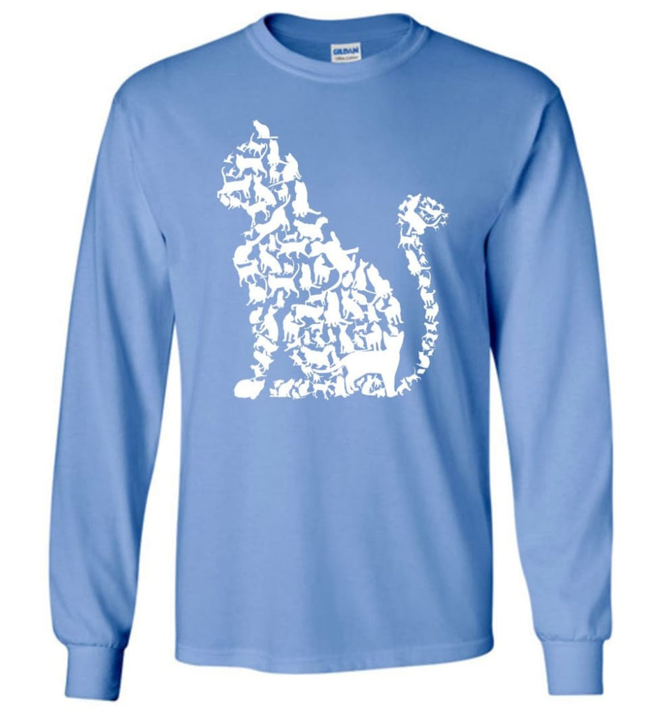 I Love Cats Shirt Cute Cat Shirt Cat Heart Sign Long Sleeve - Carolina Blue / M