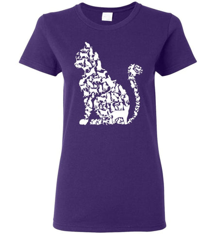 I Love Cats Shirt Cute Cat Shirt Cat Heart Sign Women Tee - Purple / M