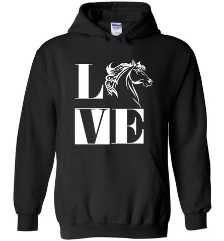 I Love Horse Shirt Horseback Riding Equestrian - Hoodie - Black / M