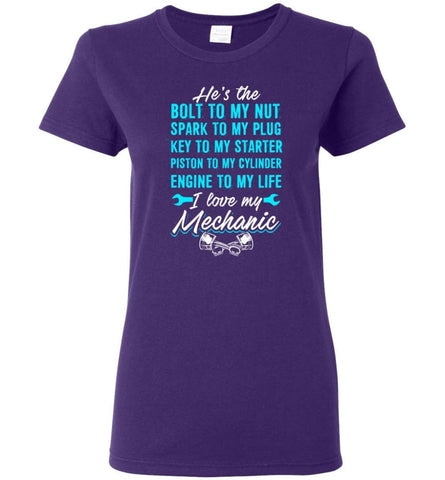 I Love My Mechanic Best Mechanic shirt Women Tee - Purple / M