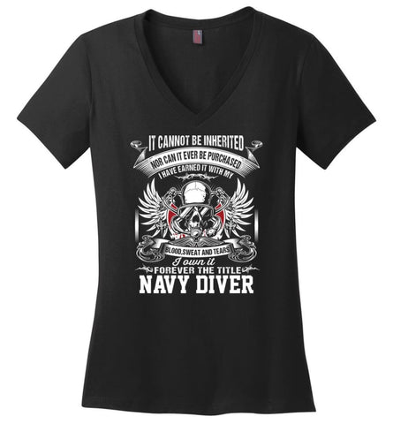 I Own It Forever The Title Heavy Equipment Operator Ladies V-Neck - Black / M