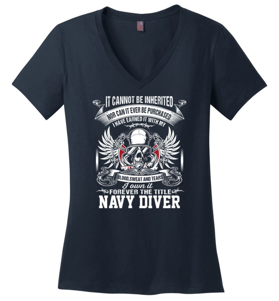 I Own It Forever The Title Heavy Equipment Operator Ladies V-Neck - Navy / M