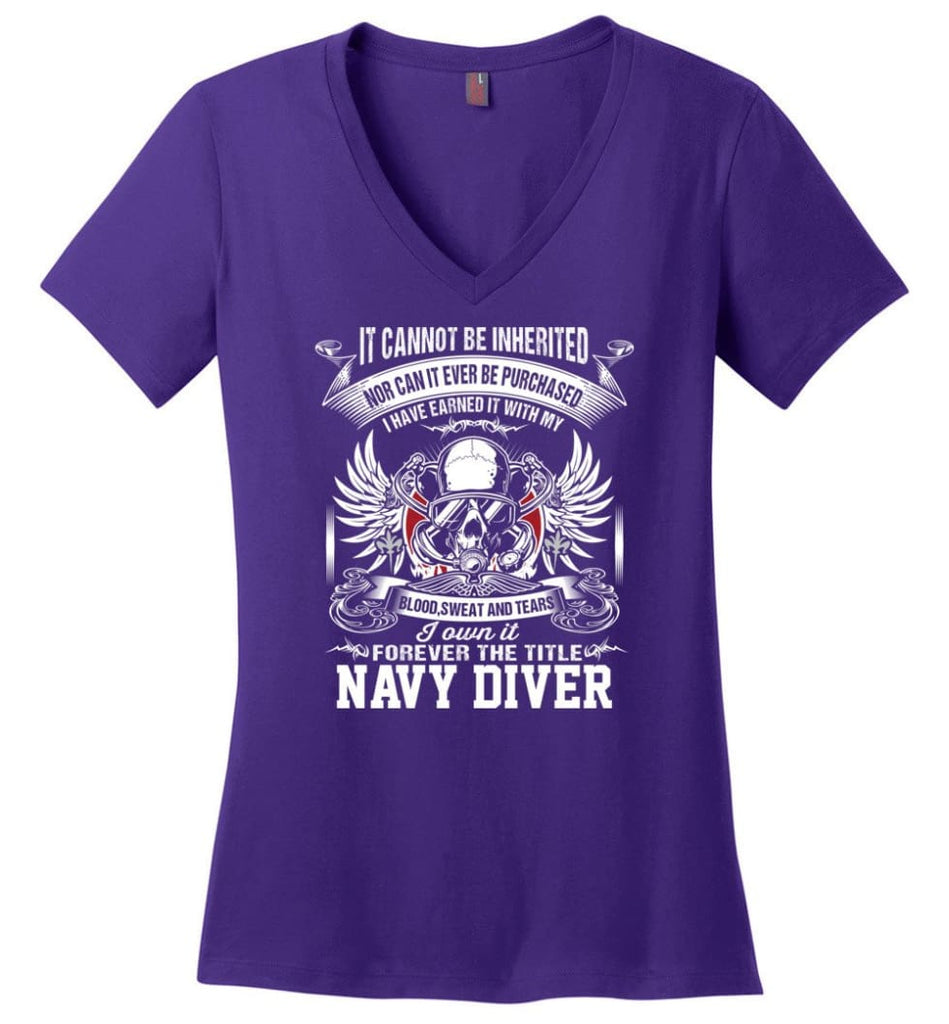 I Own It Forever The Title Heavy Equipment Operator Ladies V-Neck - Purple / M