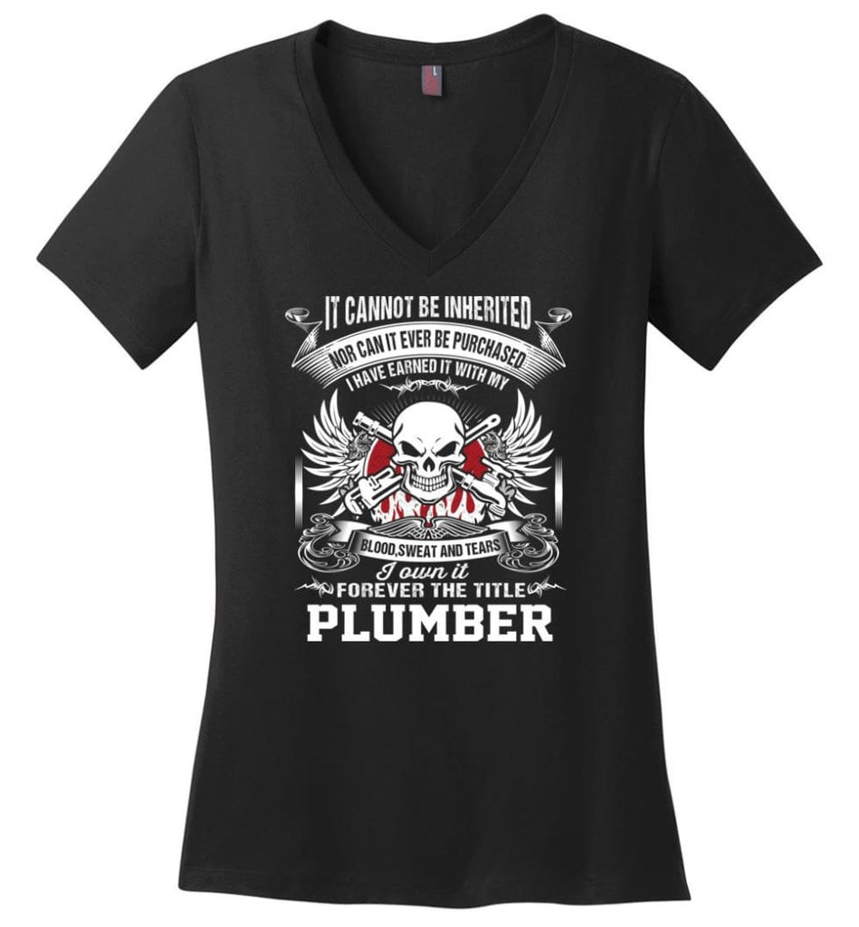 I Own It Forever The Title Machinist Ladies V-Neck - Black / M