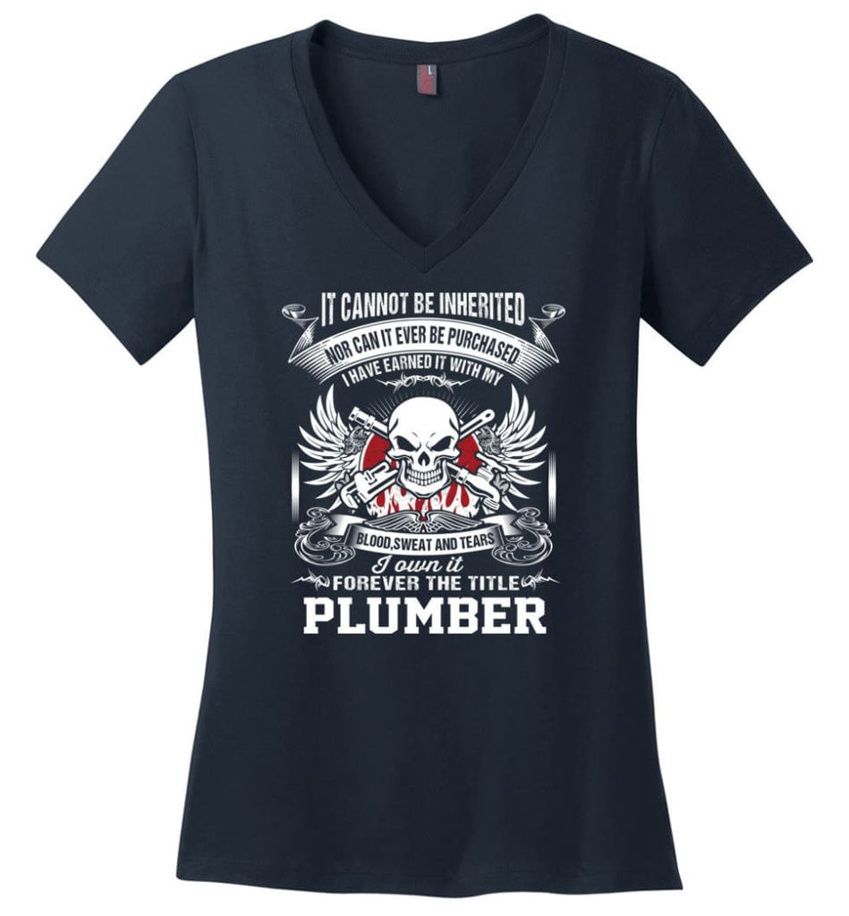 I Own It Forever The Title Machinist Ladies V-Neck - Navy / M