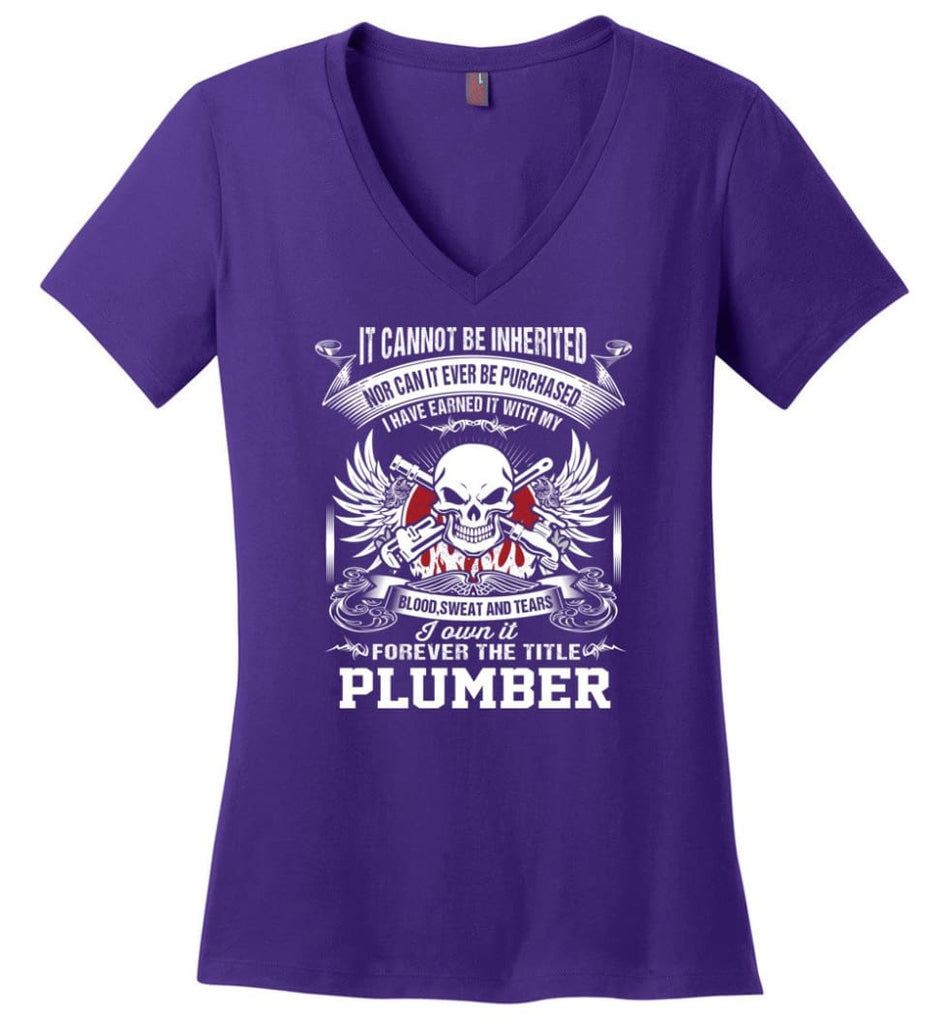 I Own It Forever The Title Machinist Ladies V-Neck - Purple / M