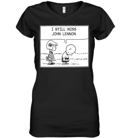 I Still Miss Him Ladies V-Neck - Hanes Women’s Nano-T V-Neck / Black / S - Apparel