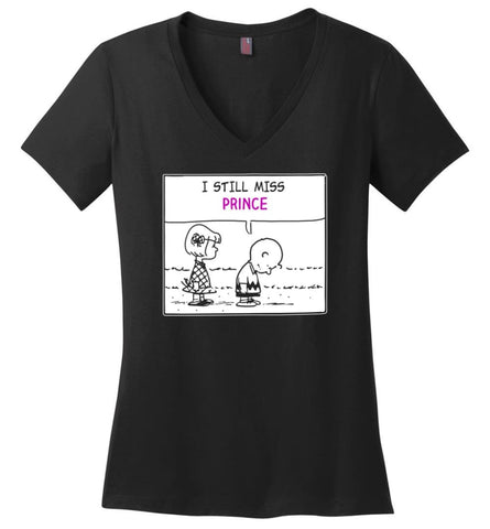 I Still Miss Prince T Shirts Where Can I Buy Prince Purple Rain Jacket Ladies V-Neck - Black / M