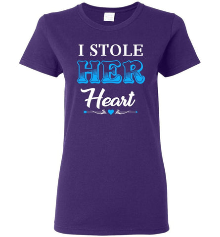 I Stole Her Heart So... I’m Stealing His Last Name #1 Women Tee - Purple / M