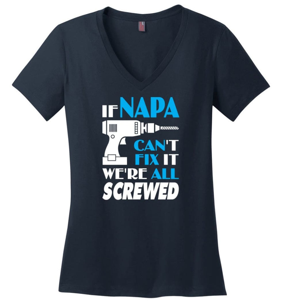 If Gramps Can Fix All Gift For Gramps Ladies V-Neck - Navy / M