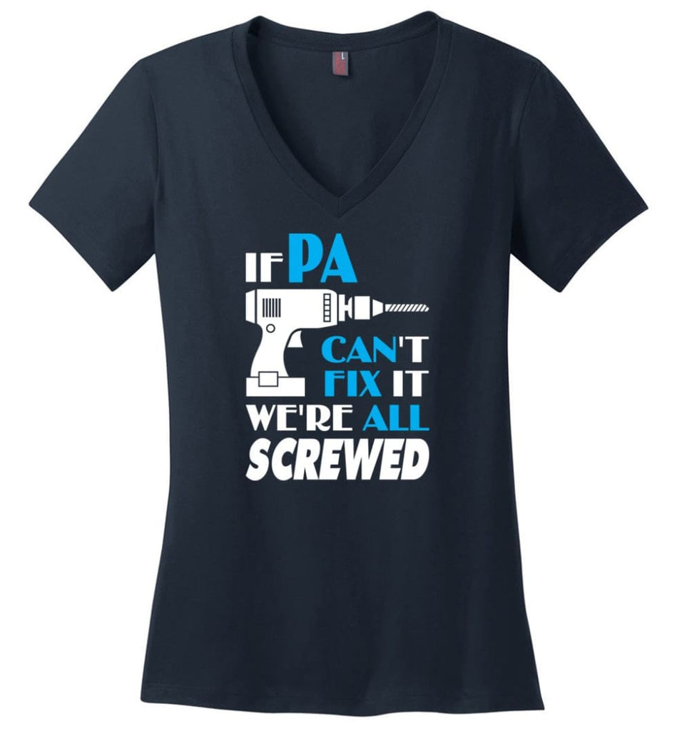 If Grandad Can Fix All Gift For Grandad Ladies V-Neck - Navy / M