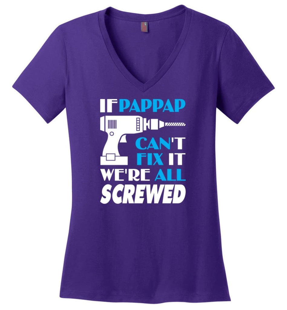 If Granpop Can Fix All Gift For Granpop Ladies V-Neck - Purple / M