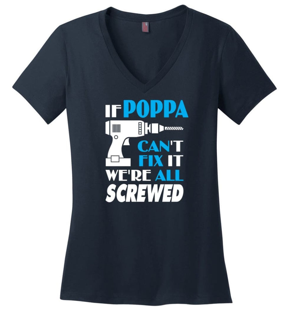 If Pawpaw Can Fix All Gift For Pawpaw Ladies V-Neck - Navy / M