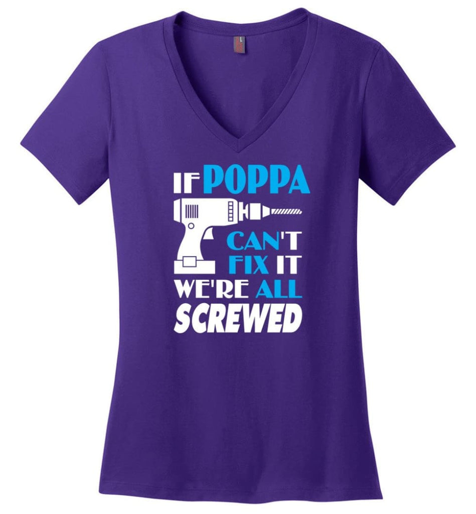 If Pawpaw Can Fix All Gift For Pawpaw Ladies V-Neck - Purple / M