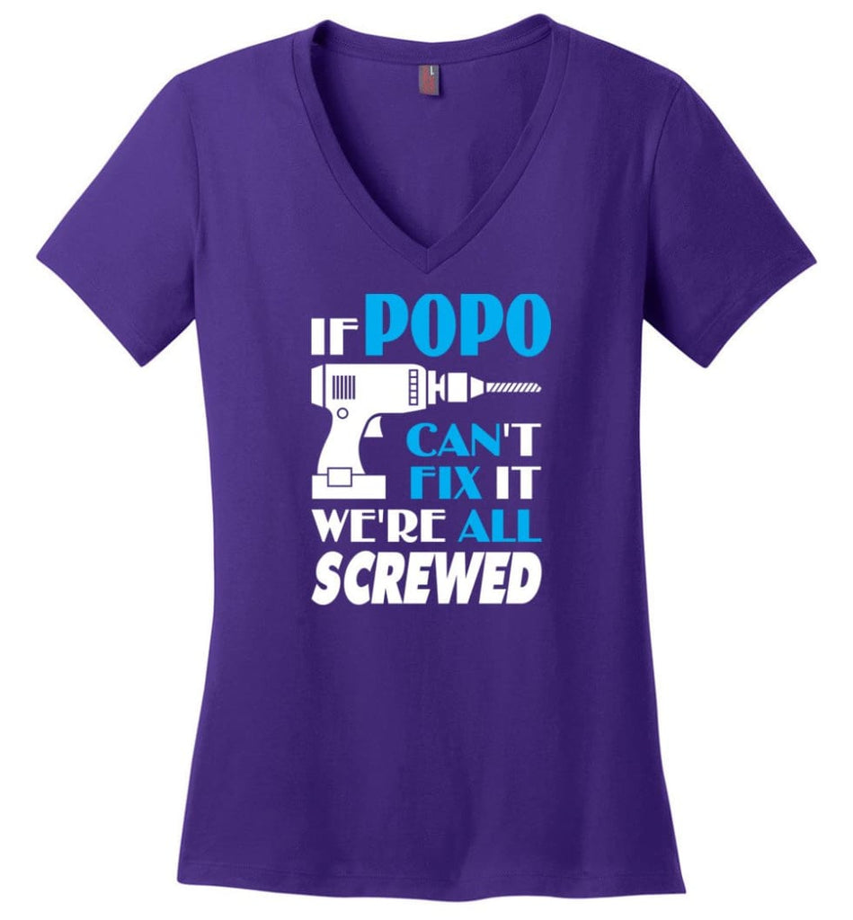 If Peepaw Can Fix All Gift For Peepaw Ladies V-Neck - Purple / M