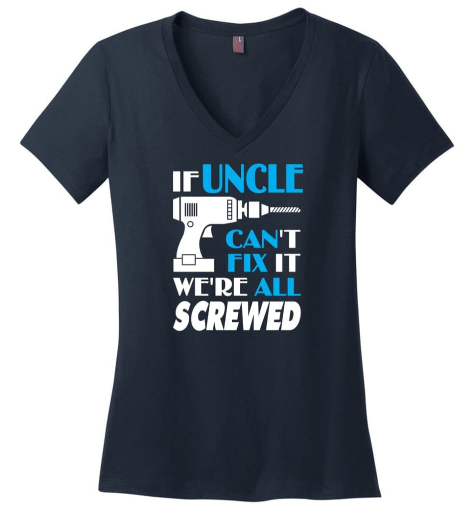 If Poppop Can Fix All Gift For Poppop Ladies V-Neck - Navy / M