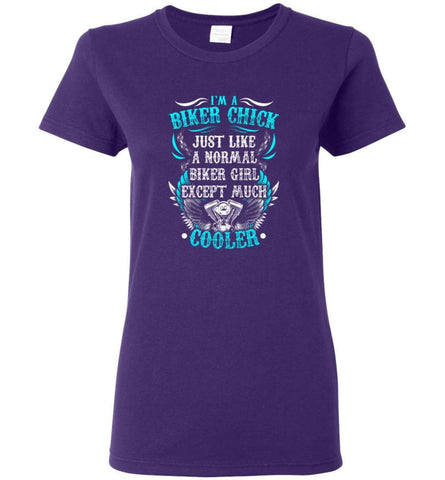 I’m A Biker Chick Biker Girls Shirt Women Tee - Purple / M