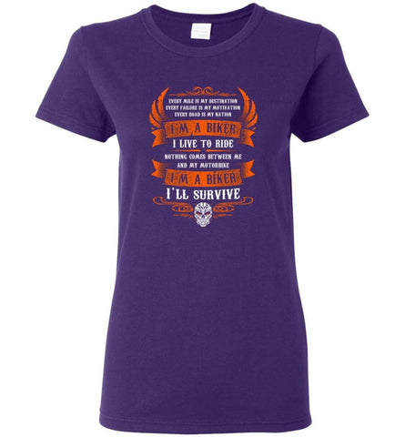 I’m A Biker I Live To Ride Cool Shirt For Biker Women Tee - Purple / M