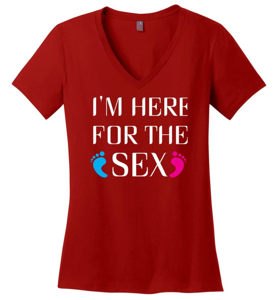 I’m Here For The Sex Ladies V-Neck - Red / M