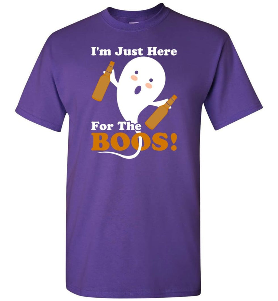 I’m Just Here For The Boos Shirt Funny Halloween Ghost drink beer T-Shirt - Purple / S