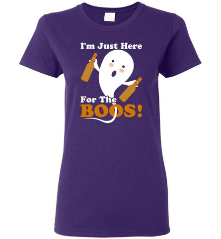 I’m Just Here For The Boos Shirt Funny Halloween Ghost drink beer Women T-shirt - Purple / M