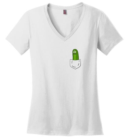 I’m Pickle Rick Shirt Pickle Rick In My Pocket Rick Morty Sweatshirt - Ladies V-Neck - White / M