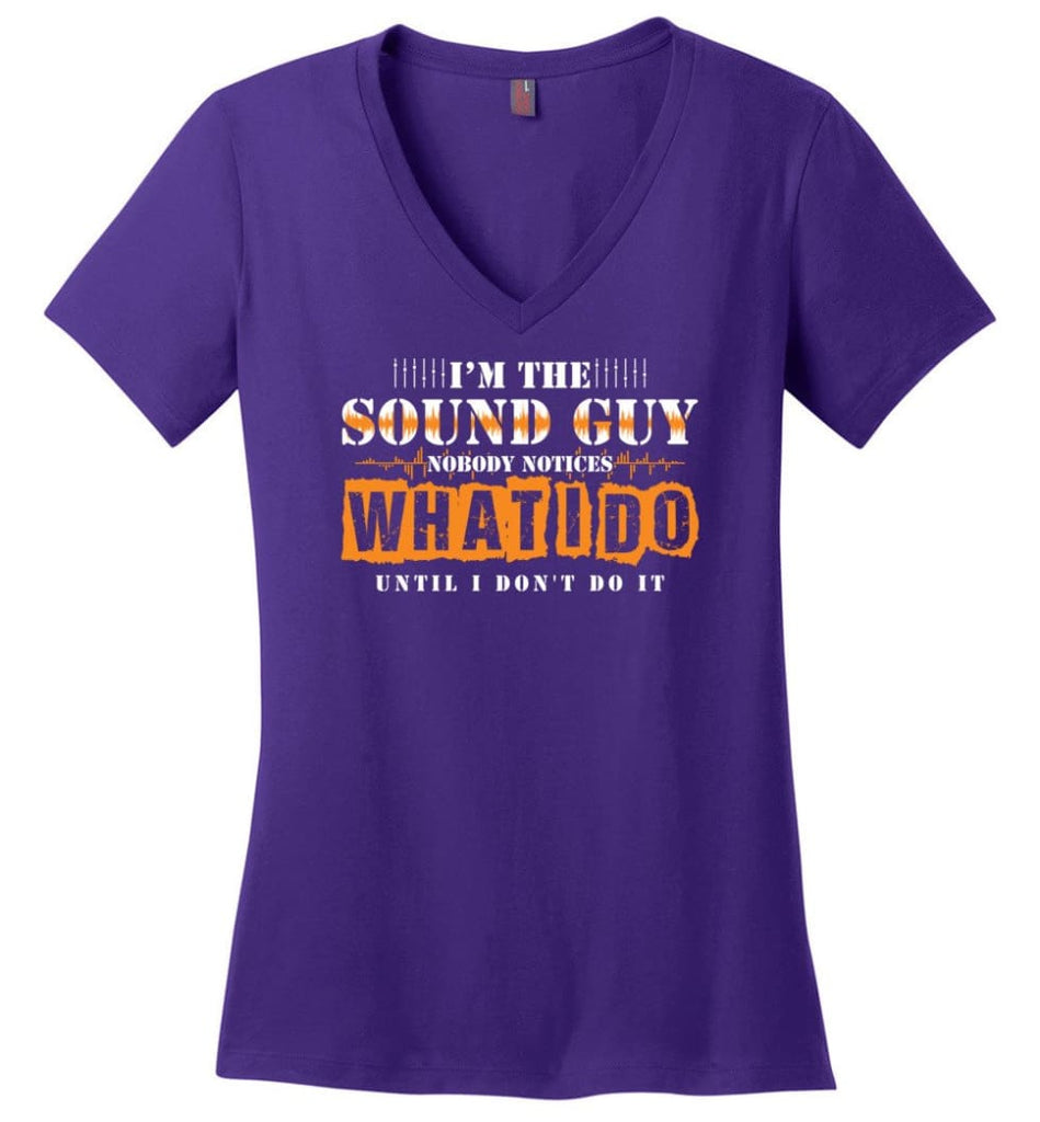 I’m the Sound Guy Gift For Sound Engineer Ladies V-Neck - Purple / M