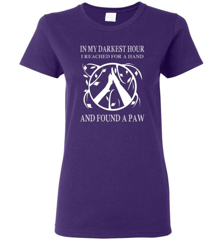 In My Darkest Hour I Reached For A Hand I Found A Paw Women Tee - Purple / M