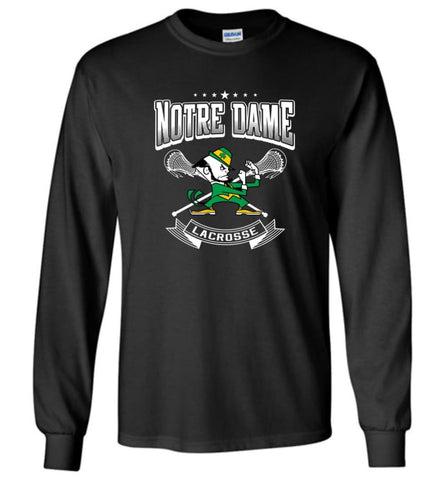 Irish Shirt St Patricks Day Shirt notre Dame Lacrosse Irish Fighting - Long Sleeve T-Shirt - Black / M