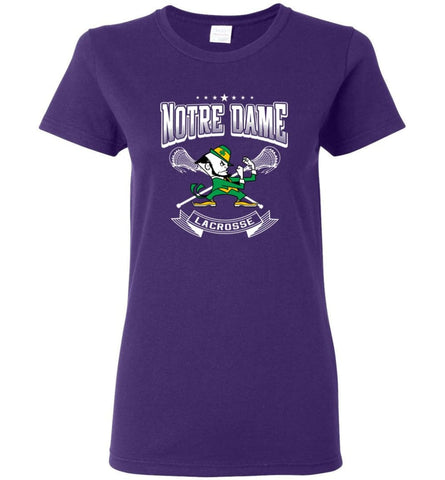 Irish Shirt St Patricks Day Shirt notre Dame Lacrosse Irish Fighting - Women T-shirt - Purple / M