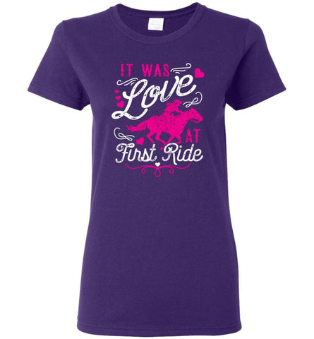 It Was Love At First Ride Hoodie Horse Mom Christmas Gift Horse Lover Sweater - Women T-shirt - Purple / M
