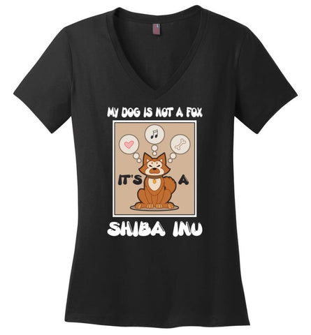 Its A Shiba Inu Shirt Fox Dog Funny Love Shiba Inu Gift Ladies V Neck - Black / M - womens apparel