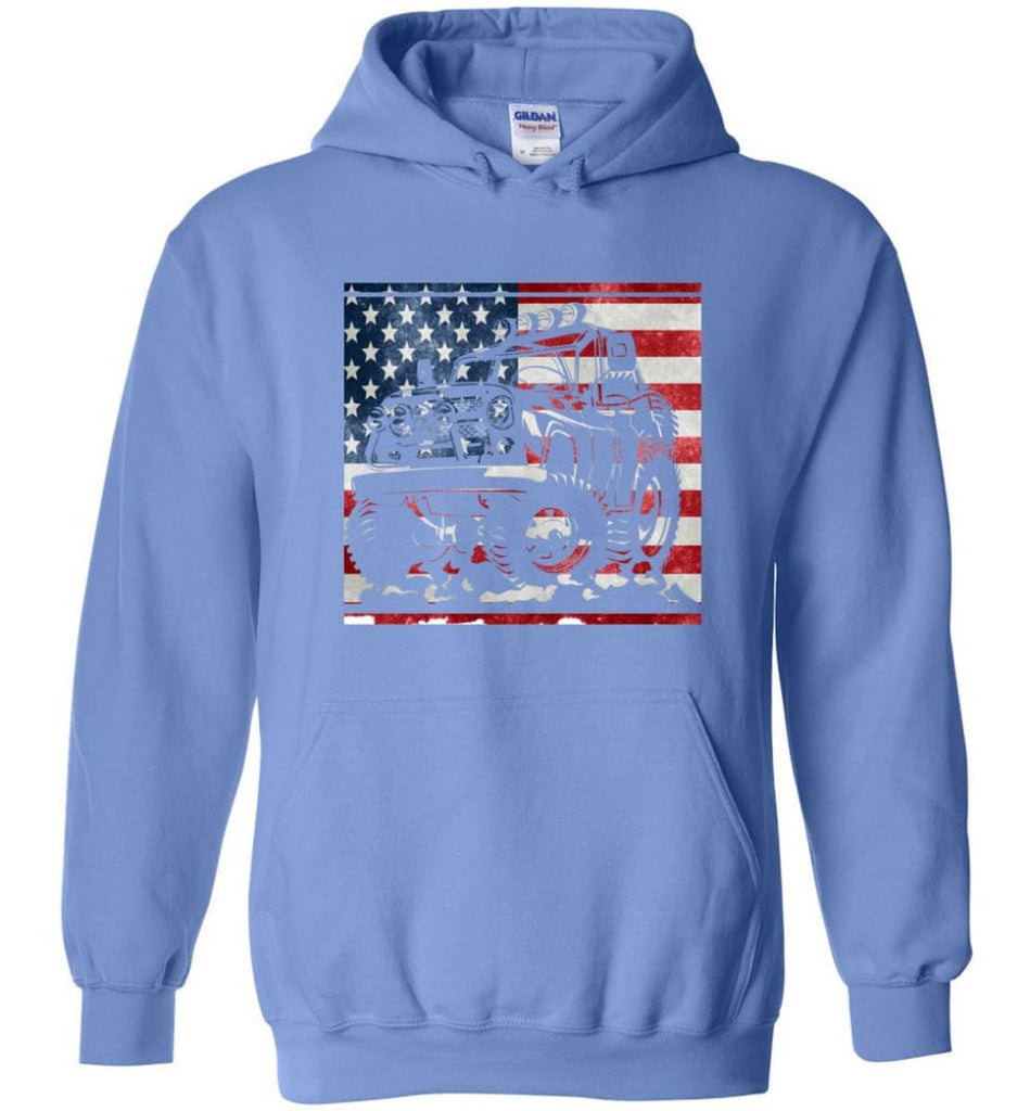 Jeep American Flag Shirt Vintage Jeep Hooded Sweatshirt jeep Christmas Hoodie - Carolina Blue / M