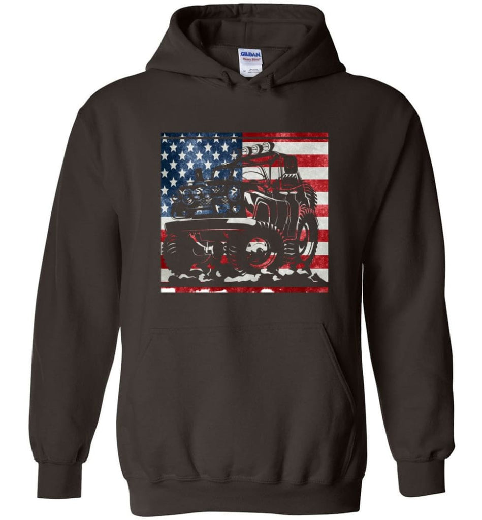 Jeep American Flag Shirt Vintage Jeep Hooded Sweatshirt jeep Christmas Hoodie - Dark Chocolate / M