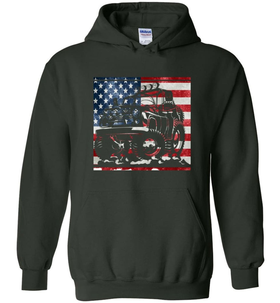 Jeep American Flag Shirt Vintage Jeep Hooded Sweatshirt jeep Christmas Hoodie - Forest Green / M