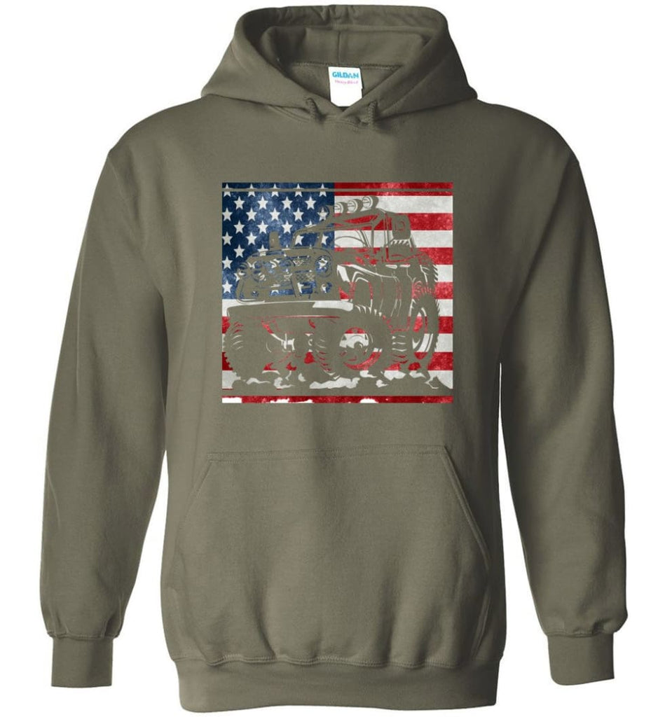 Jeep American Flag Shirt Vintage Jeep Hooded Sweatshirt jeep Christmas Hoodie - Military Green / M