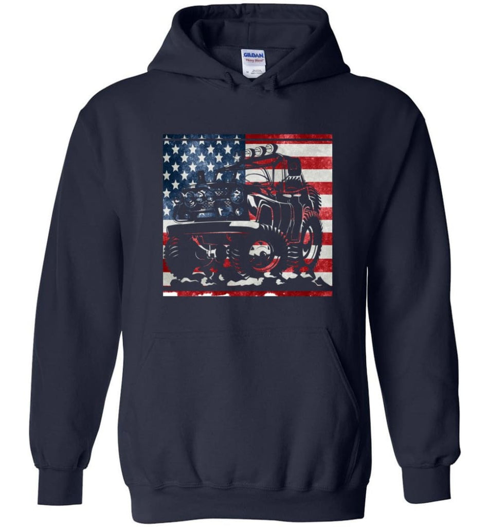 Jeep American Flag Shirt Vintage Jeep Hooded Sweatshirt jeep Christmas Hoodie - Navy / M