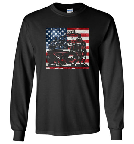 Jeep American Flag Shirt Vintage Jeep Hooded Sweatshirt jeep Christmas Long Sleeve T-Shirt - Black / M